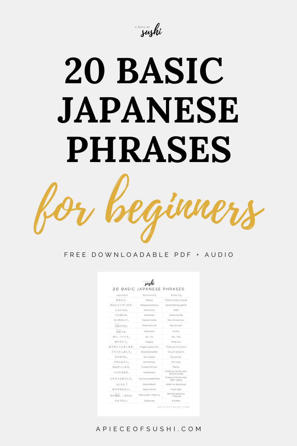 20 basic japanese phrases for beginners free printable pdf audio