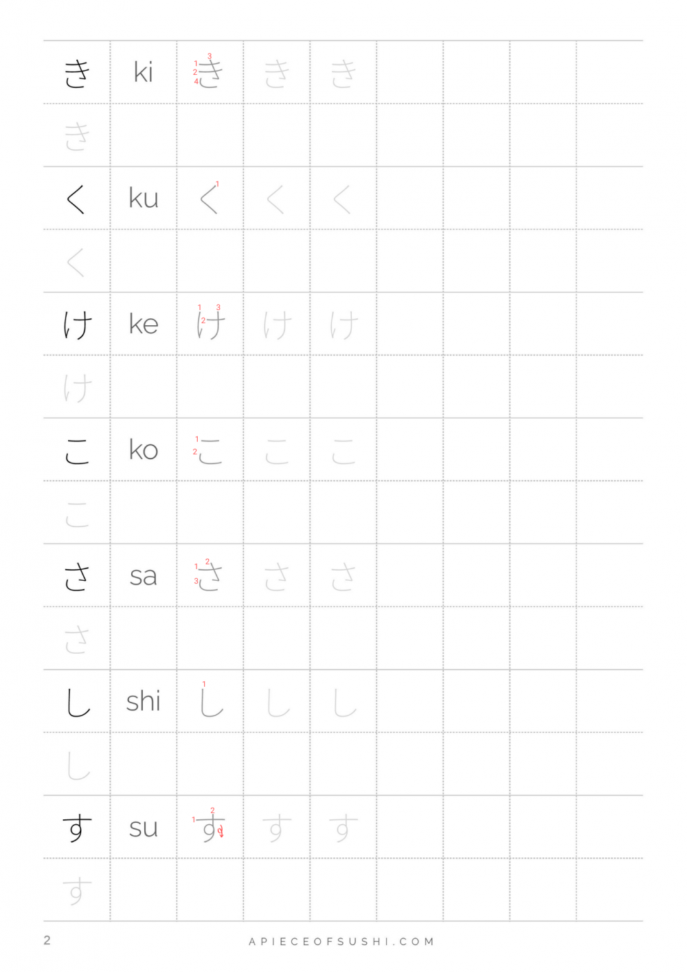 Hiragana Cheat Sheet