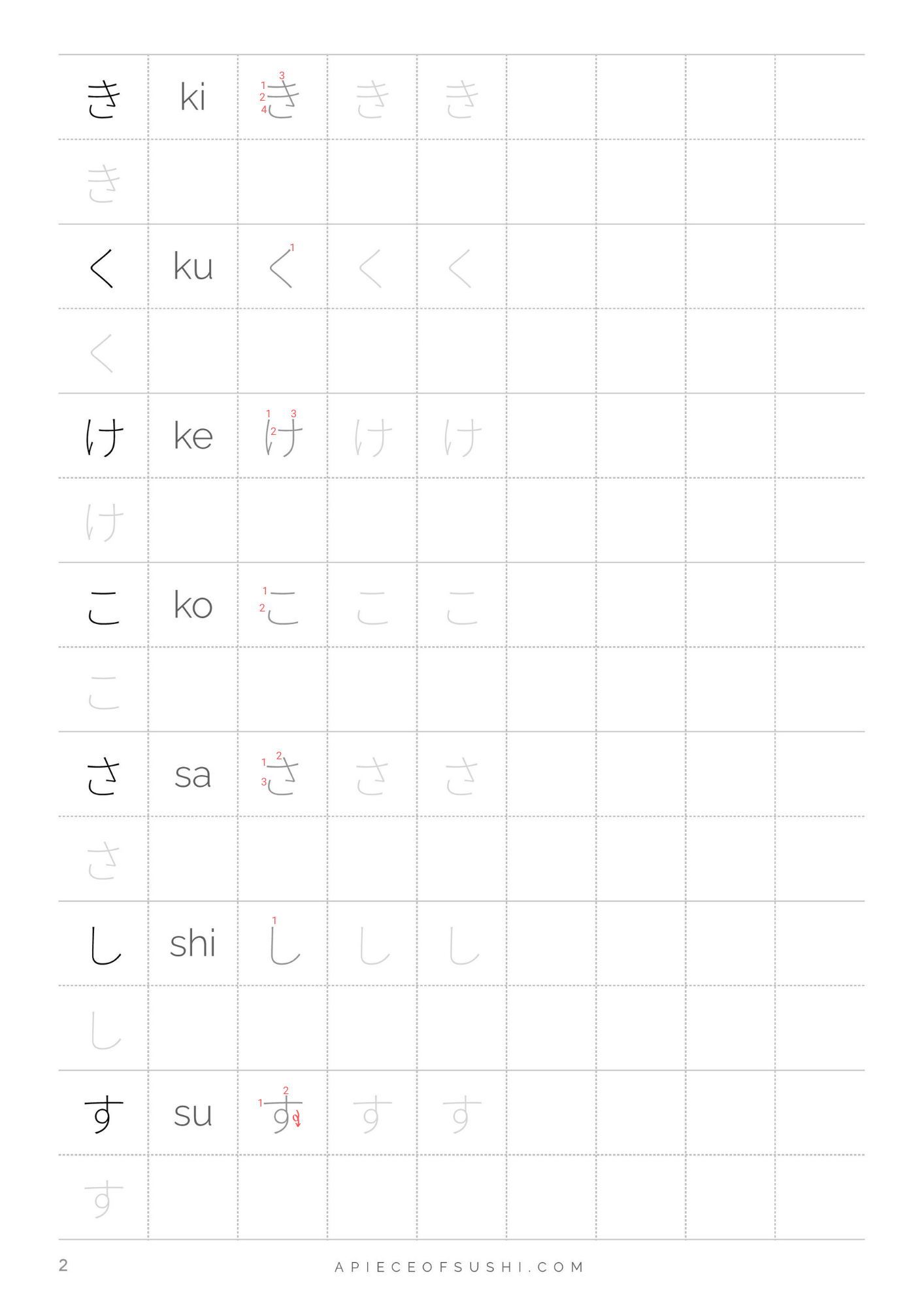 Hiragana Practice Sheets Free